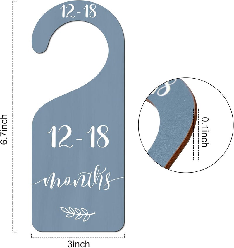 Whaline 7Pcs Boho Wooden Baby Closet Size Dividers with Pink Velvet Bag Newborn to 24 Month Thicken Infant Wardrobe Hanger Organizers for Home Nursery Party Gift Supplies - Image 2